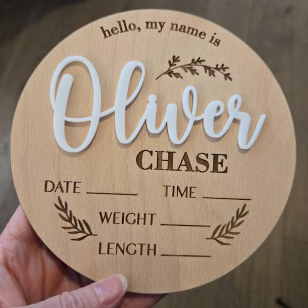 Baby Nursery Sign - 1 plaque personnalisée en bois pour