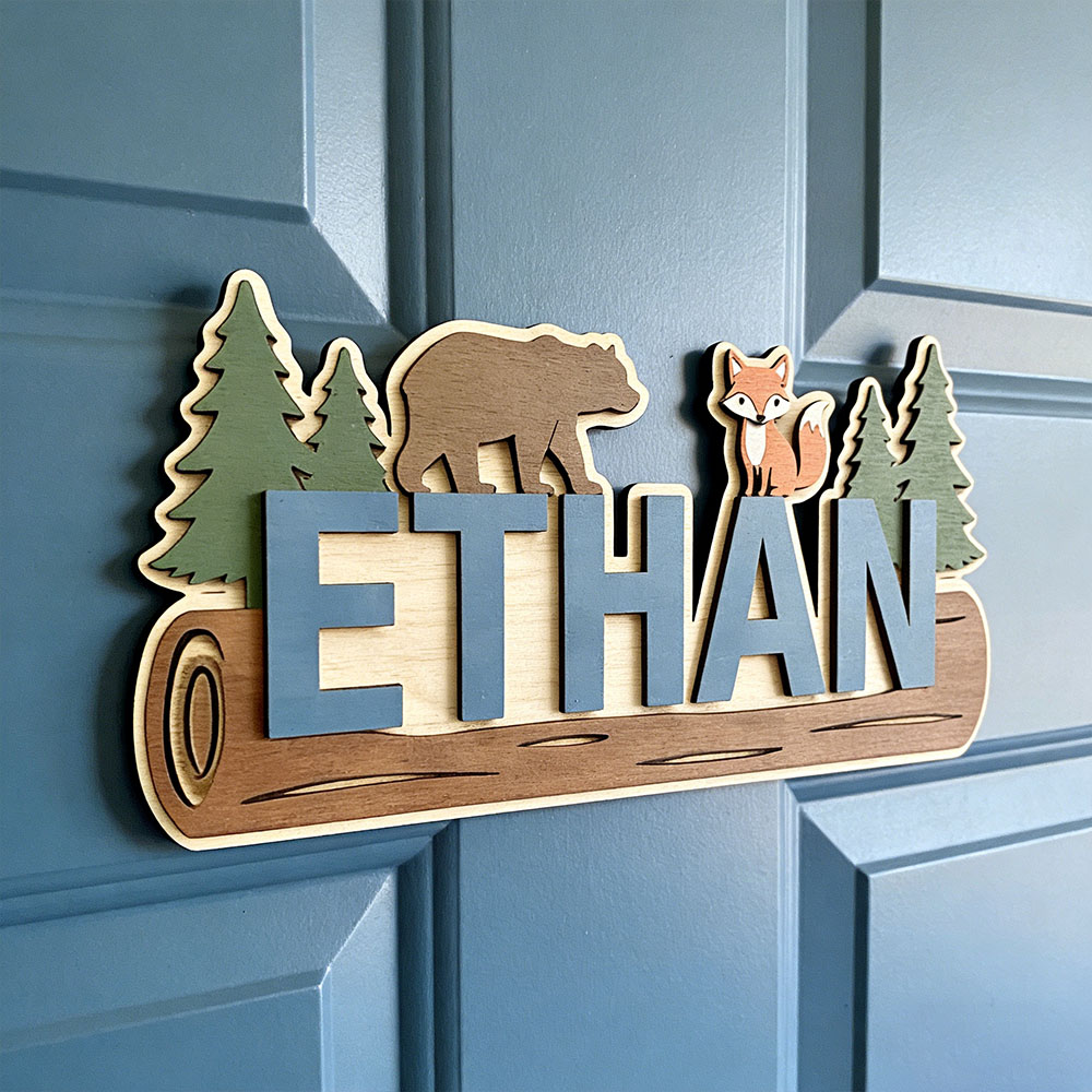 Baby Nursery Sign - Plaque en bois personnalisée avec nom,