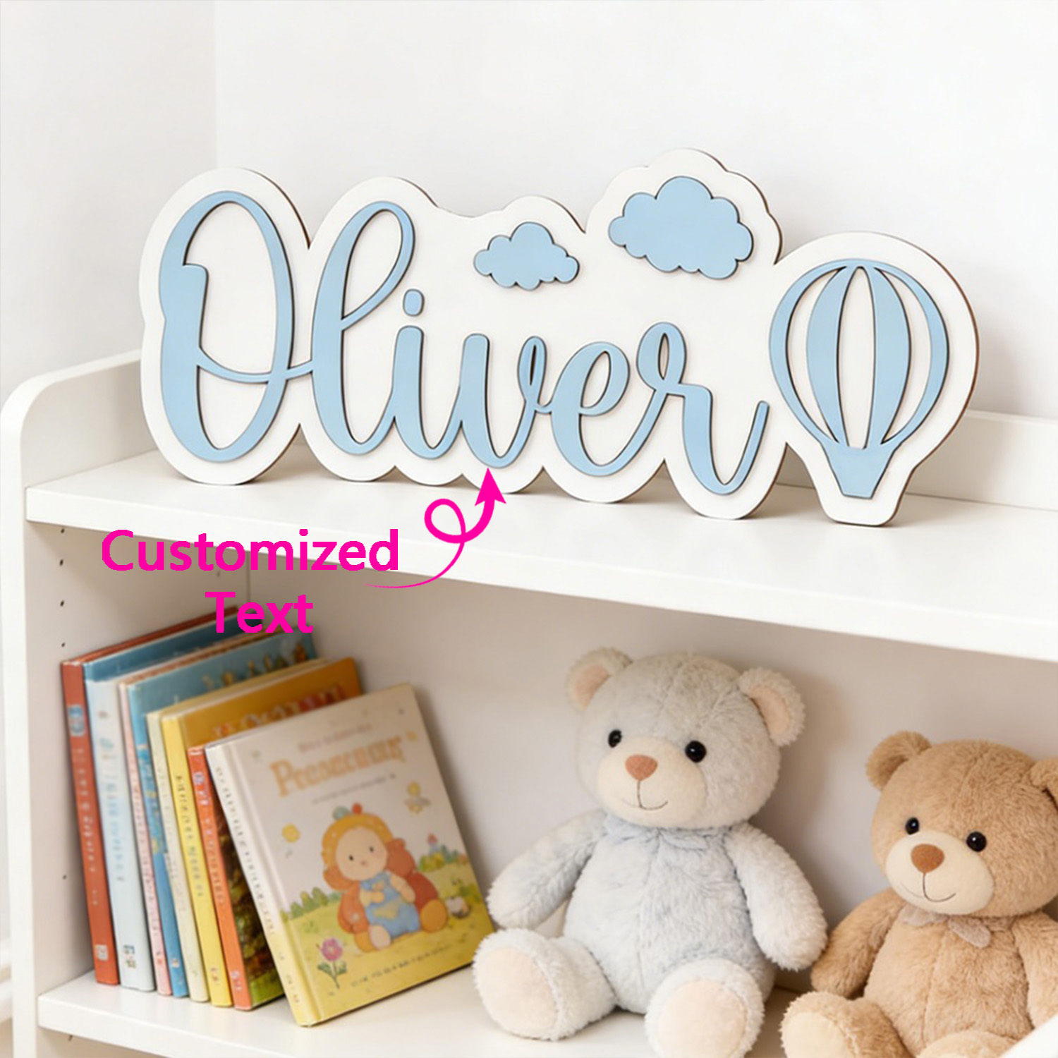Baby Nursery Sign - Panneau de chambre personnalisé avec nom,