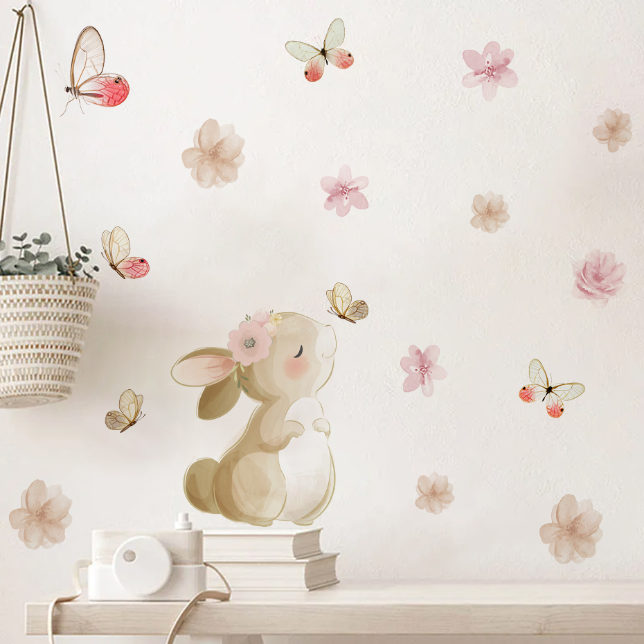 Dessin animé lapin fleurs papi - Baby Nursery Girl Room avis et prix